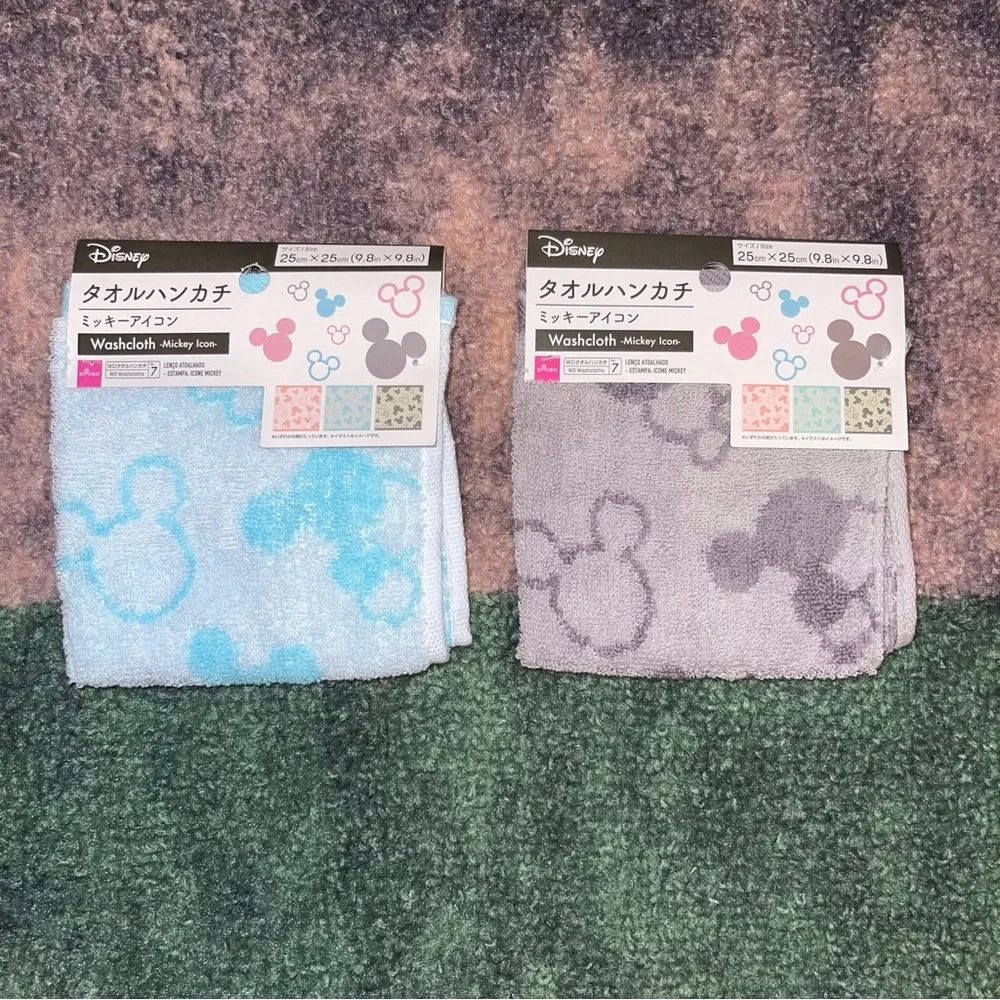 🛁 Disney x Daiso Retro Mickey Figural All Over Washcloth Bundle
